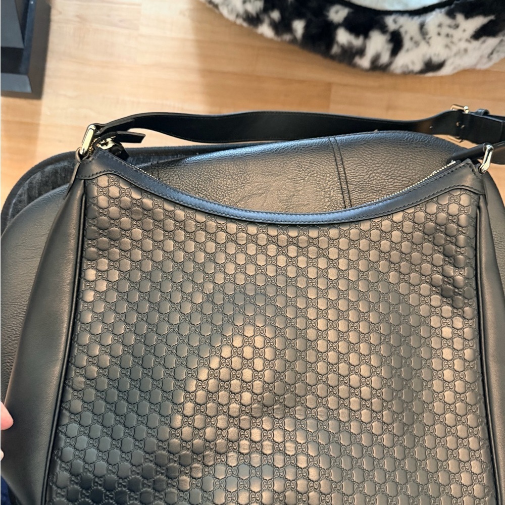 Gucci Black Embossed GG Leather Hobo Bag - Picture 10 of 12
